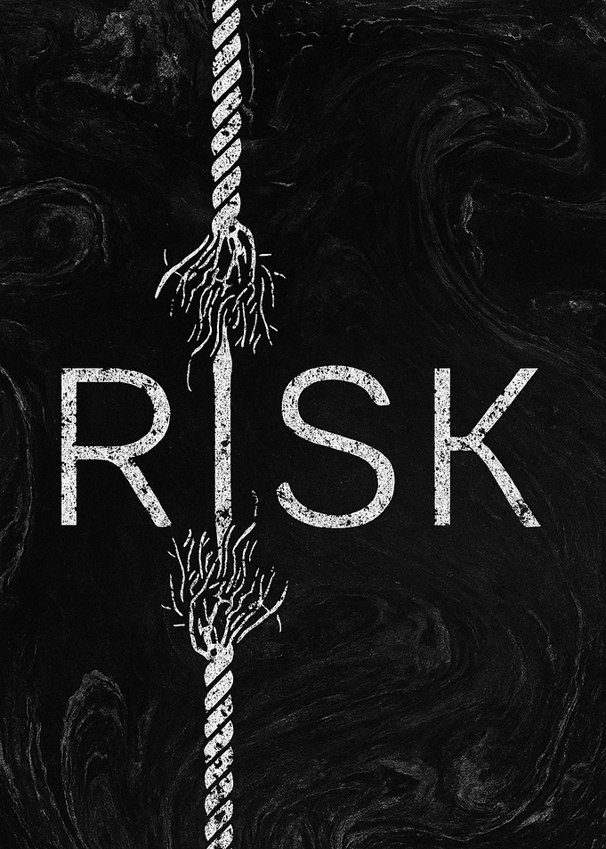 RISK – Frayed Rope Minimalist Poster | Dark Motivational Wall Art