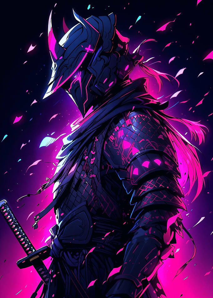Cyberpunk Samurai Warrior with Katana