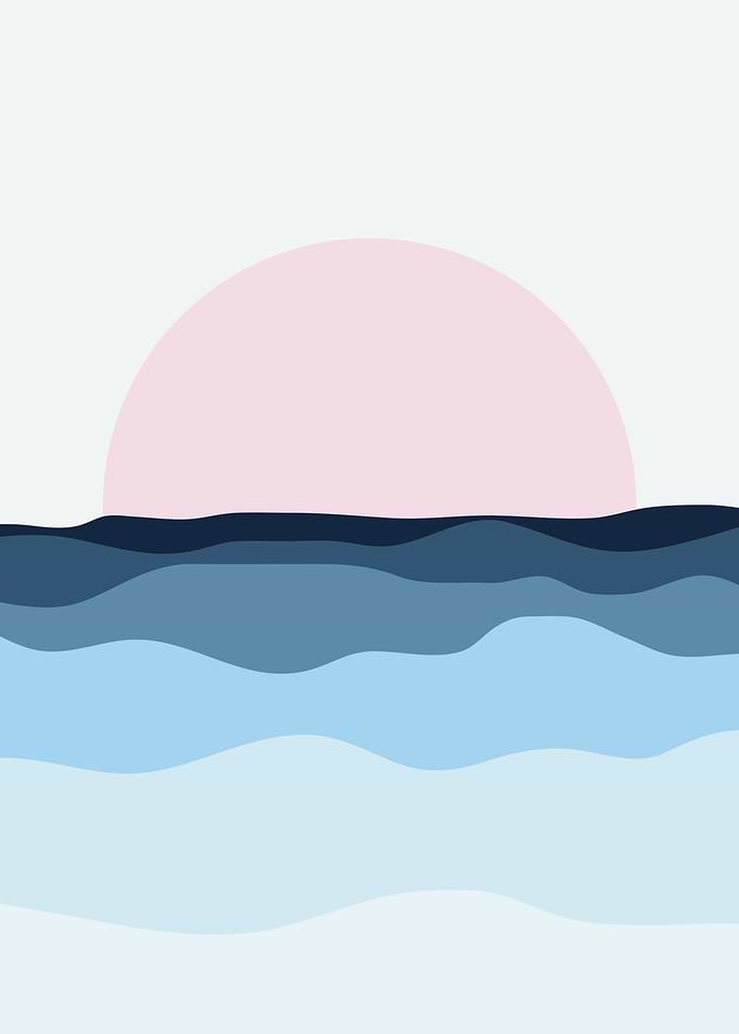 Minimalist Ocean Sunset Illustration