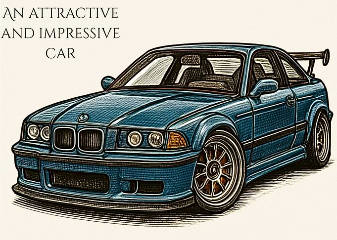 Blue BMW E36 Illustration