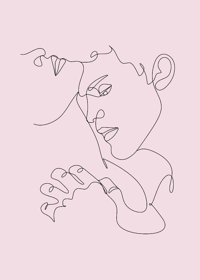 Minimalist Line Art: Couple Embrace