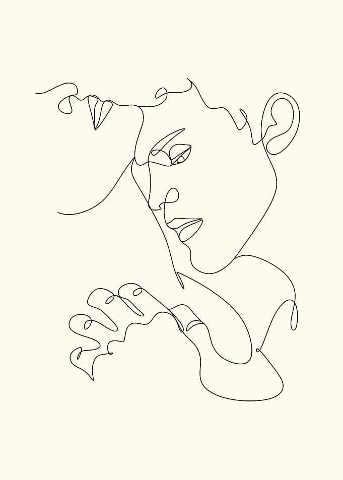 Minimalist Line Art: Couple's Embrace