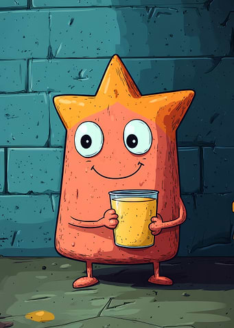 Cartoon Star Character with Drink