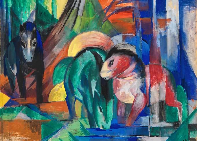 Three Horses by the Forest Stream by Franz Marc