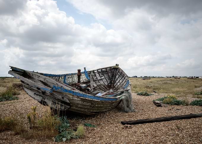Wrecked Boat on Pebble Beach
