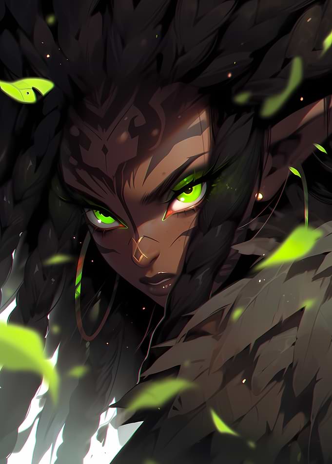 Fantasy Woman with Green Eyes Portrait