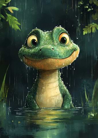 Cute Frog in the Rain