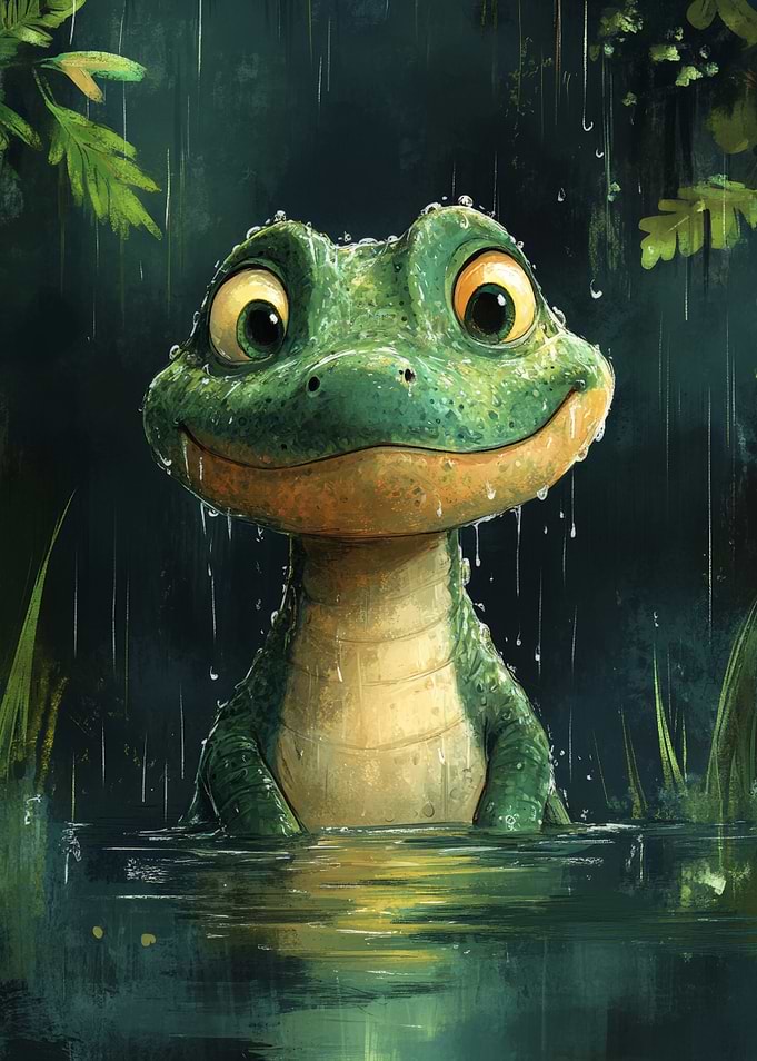 Cute Frog in the Rain