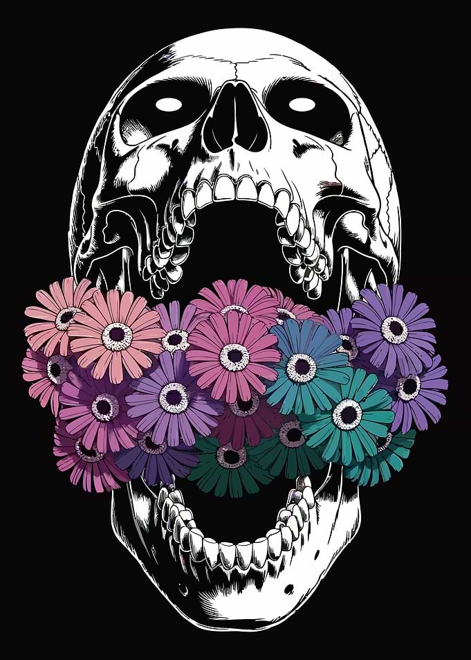 Skull with Flowers