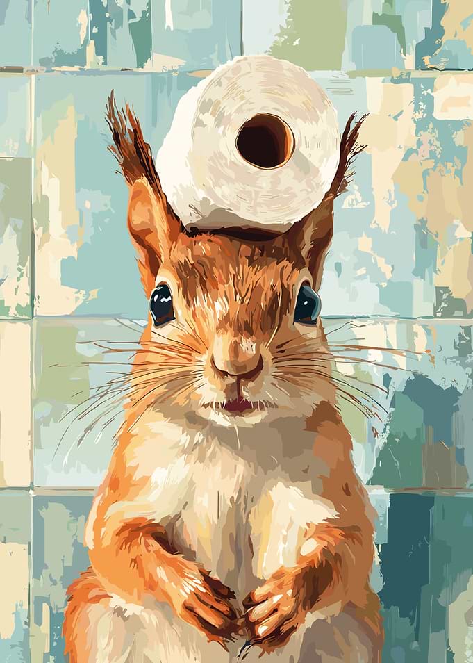 Squirrel with Toilet Paper Hat