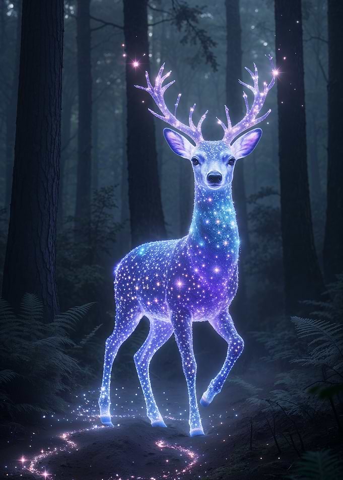 Glowing Deer in Enchanted Forest