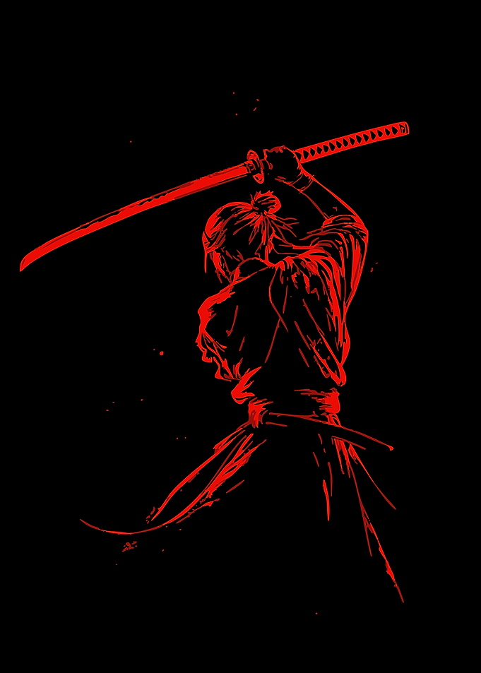 Red Samurai Warrior with Katana