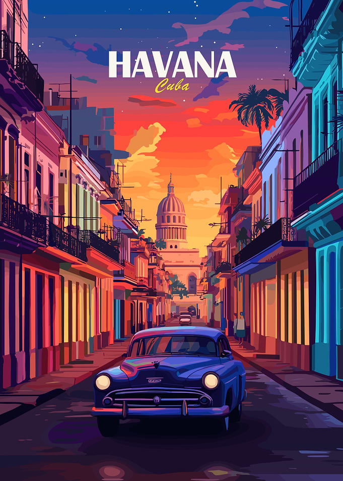 Havana Cuba Vintage Travel Poster