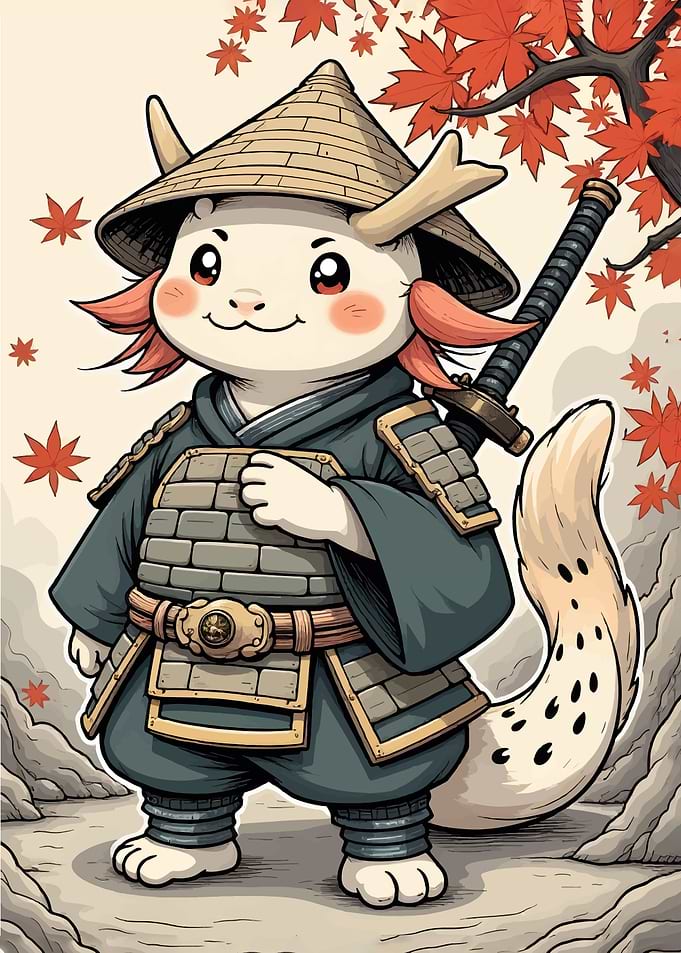Cute Samurai Animal Character Illustration