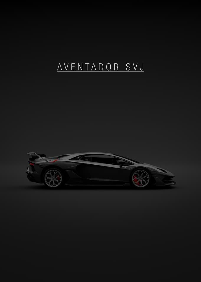Lamborghini Aventador SVJ on Black Background