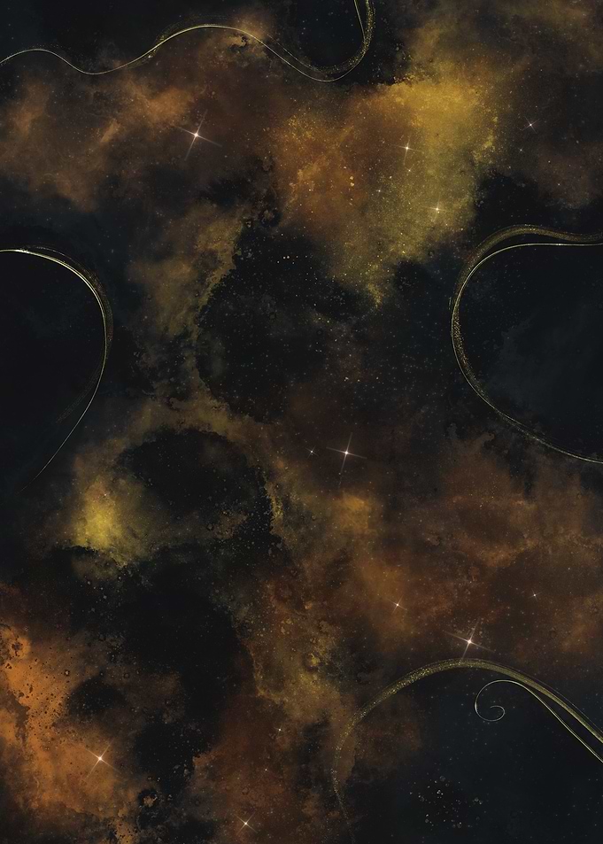 Abstract Golden Nebula With Glitter and Stars