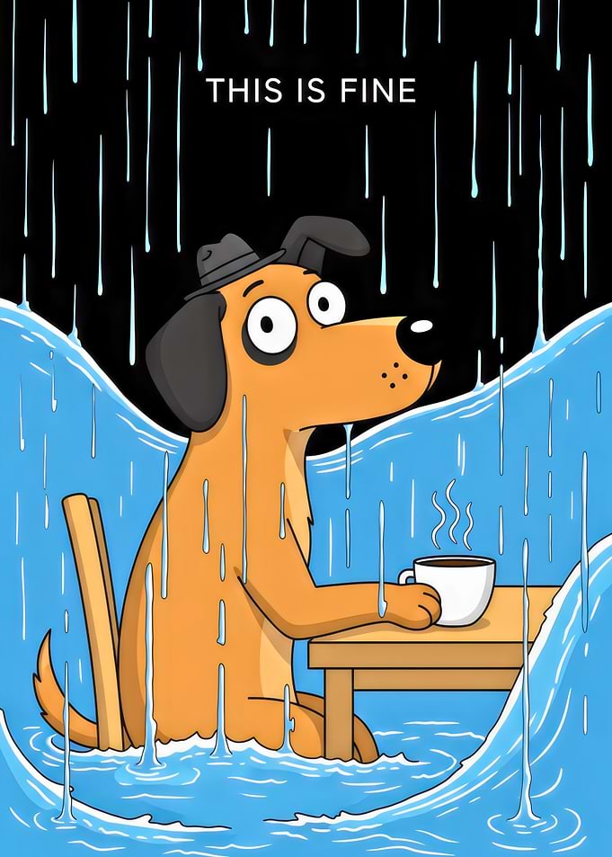 'This is Fine' Dog Meme Illustration