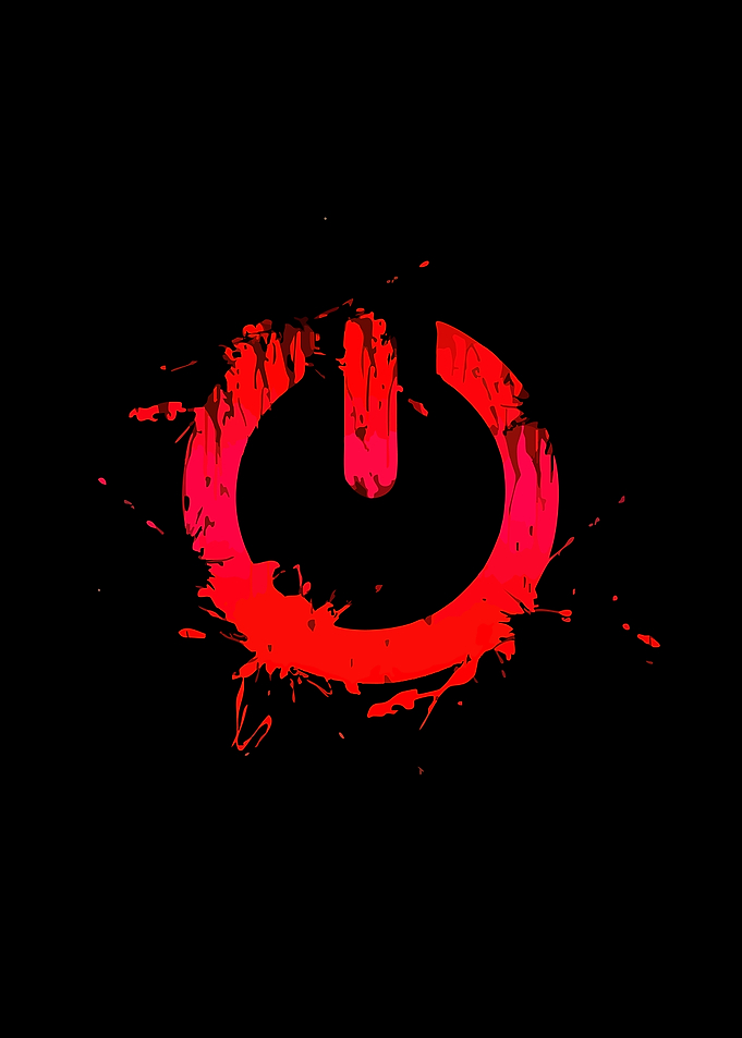 Red Power Symbol on Black Background