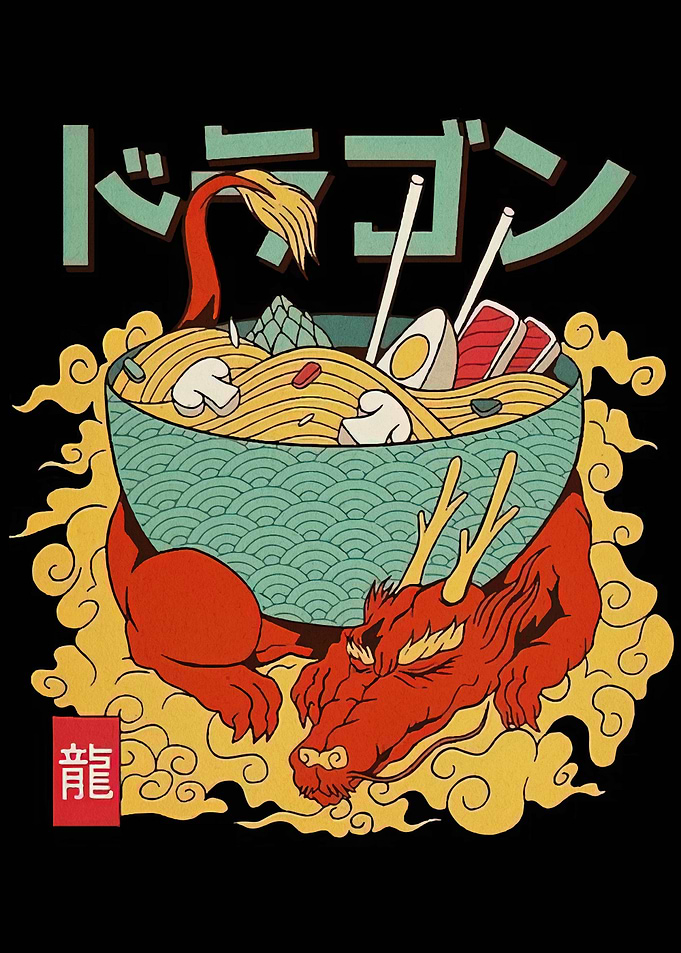 Dragon Ramen Bowl Illustration