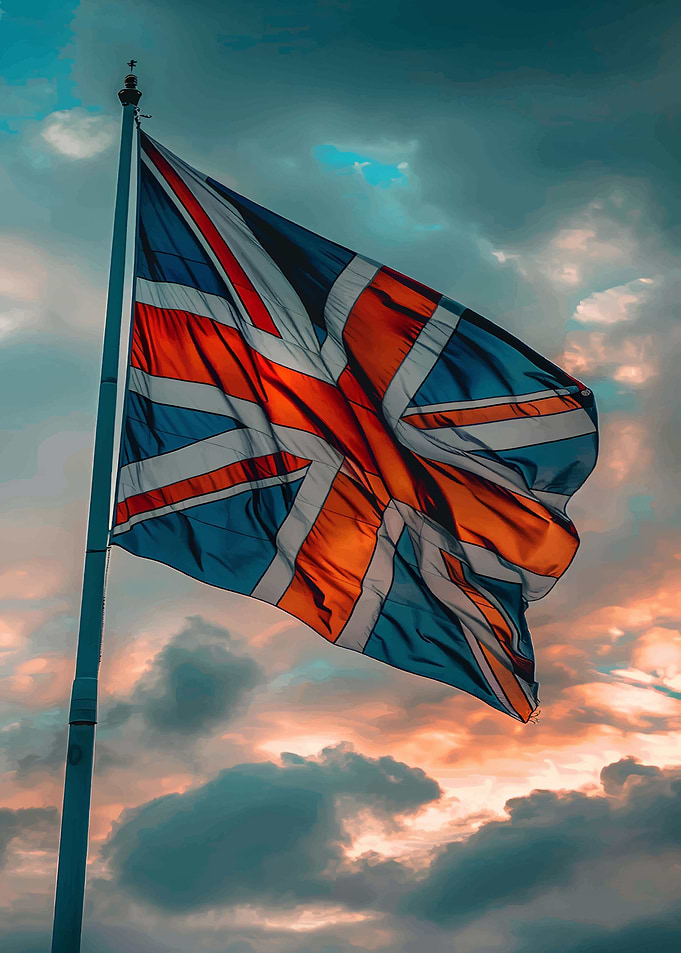 Union Jack Flag Waving in the Wind