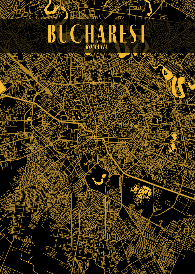Golden Bucharest City Map