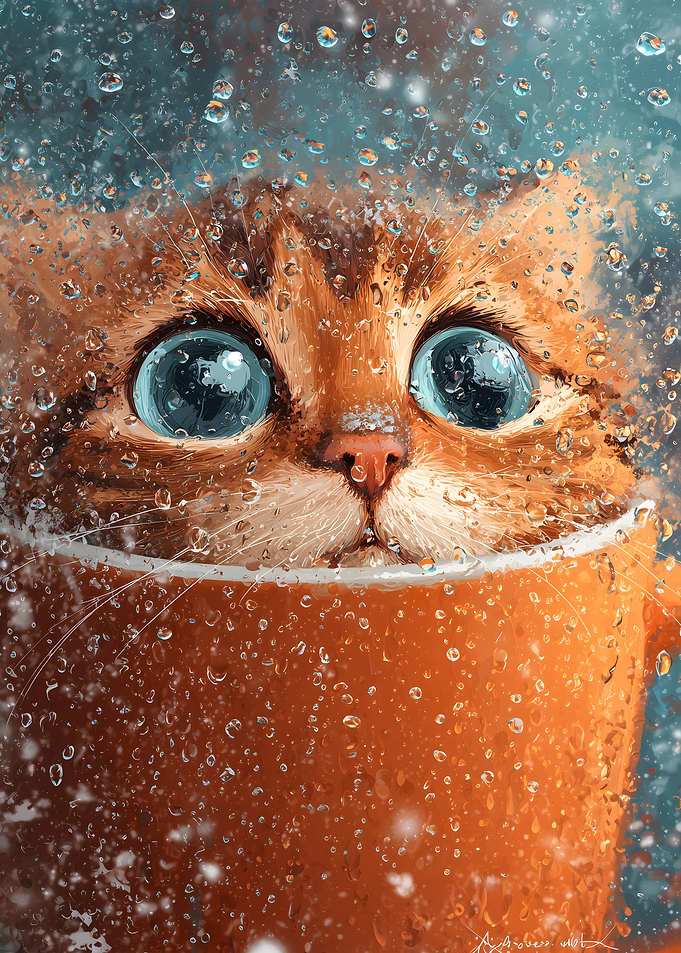 Cute Cat in a Mug