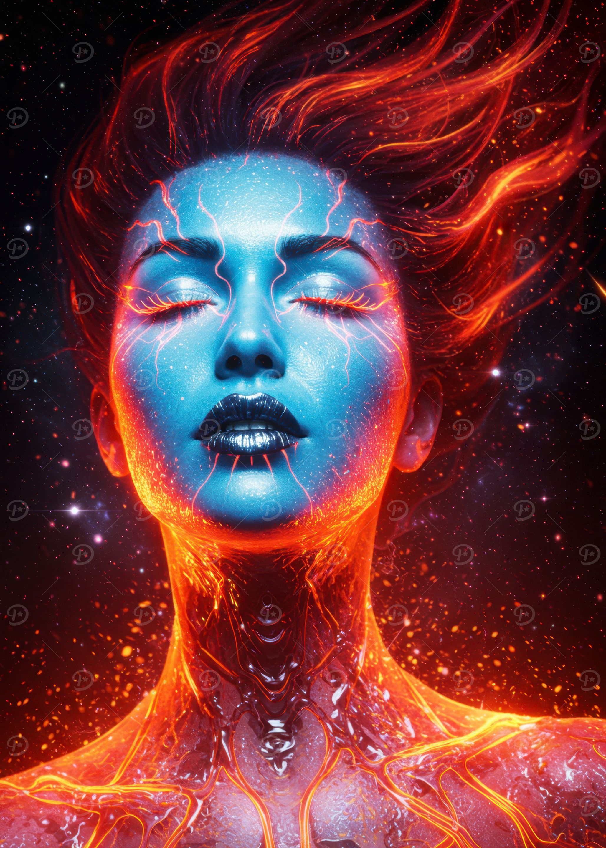 Celestial Woman: Fire and Ice Portrait