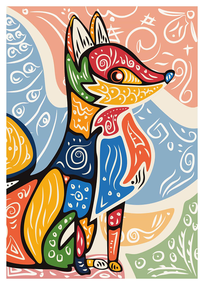 Colorful Abstract Fox Illustration