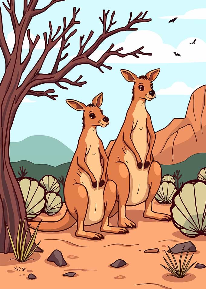 Two Kangaroos in Australian Outback