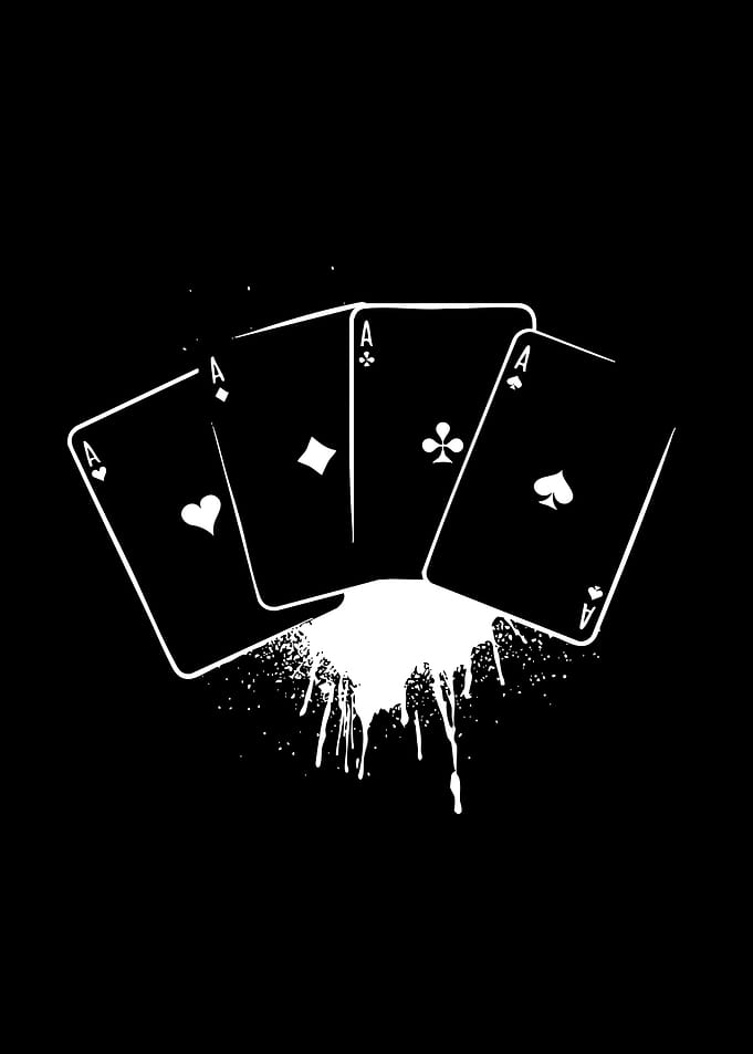 Four Aces with Paint Splatter