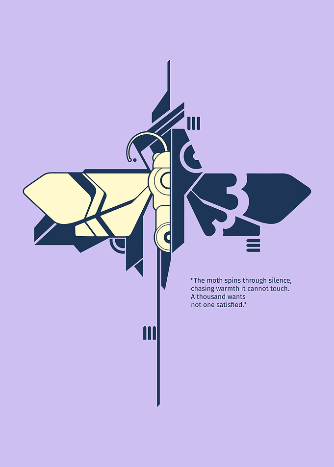 Abstract Moth Illustration with Poem