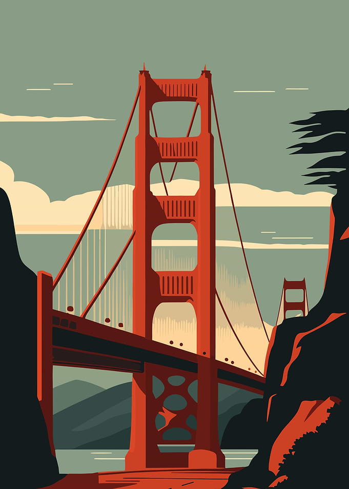 Golden Gate Bridge Minimalist Illustration
