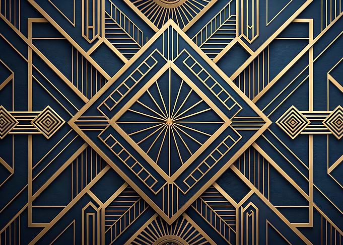 Art Deco Gold and Blue Pattern