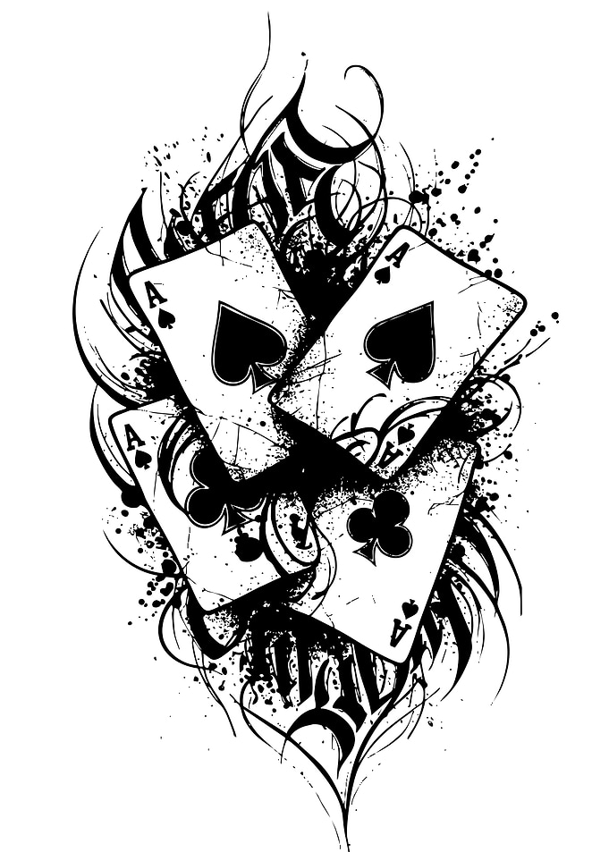 Ace Cards with Black Ink Splatters