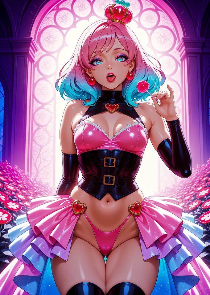 Anime Girl with Lollipop and Crown