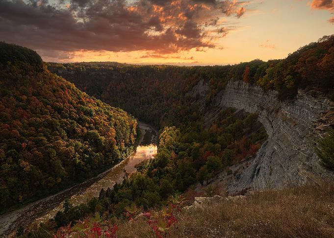 Scenic Autumn Canyon at Sunset