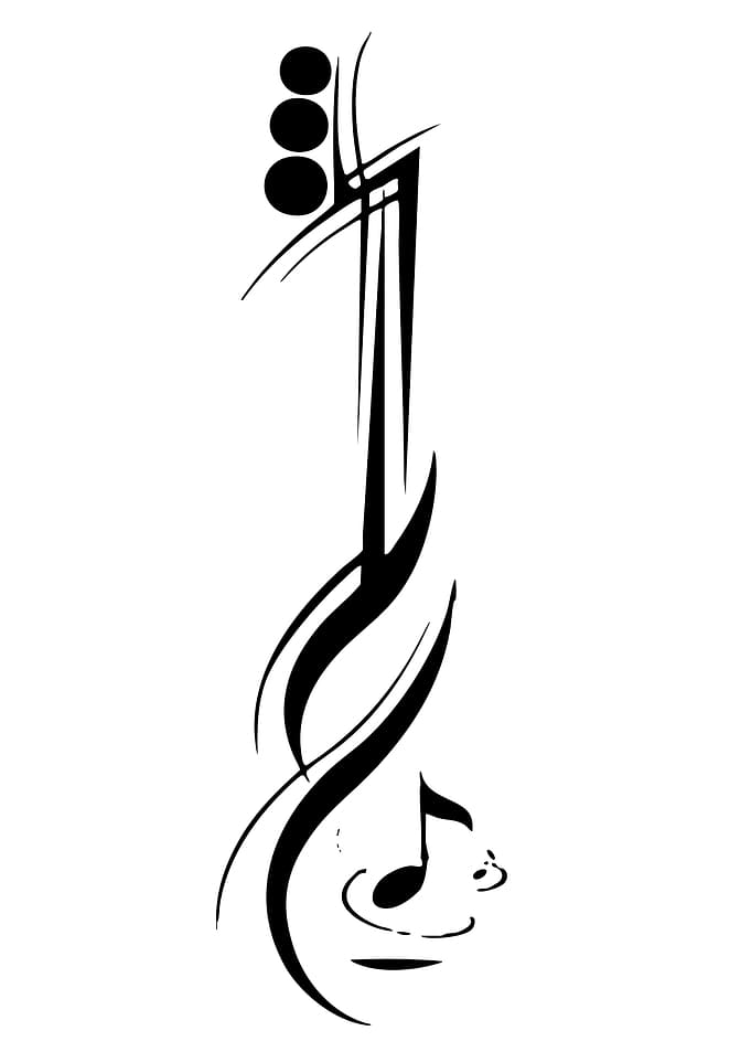 Abstract Guitar with Music Note