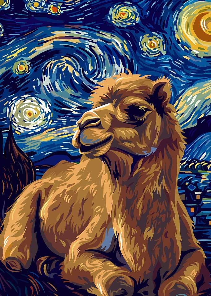Camel in Starry Night Style
