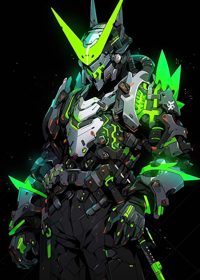 Cyberpunk Warrior with Neon Green Accents