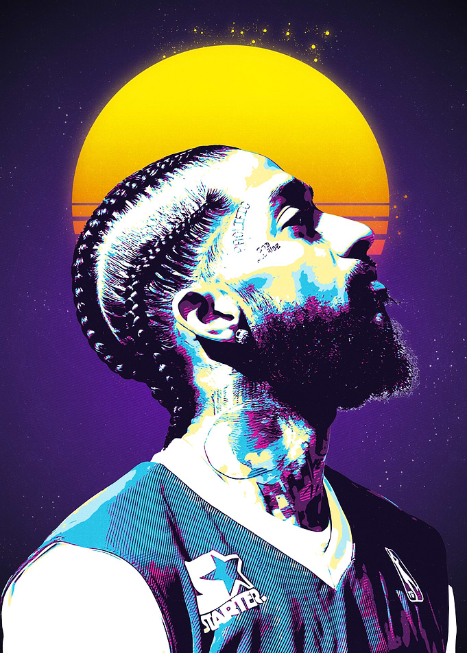 Nipsey Hussle Retro Portrait