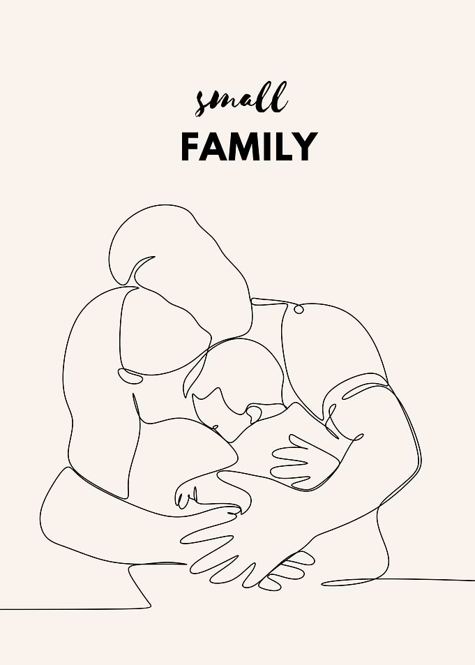 Small Family Line Art Illustration
