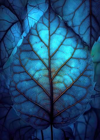 Blue Leaf Close-Up