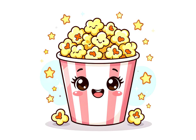 Cute Cartoon Popcorn Bucket Illustration