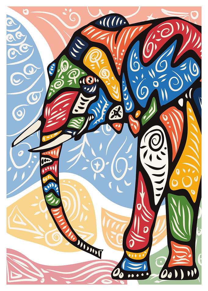 Colorful Abstract Elephant Illustration