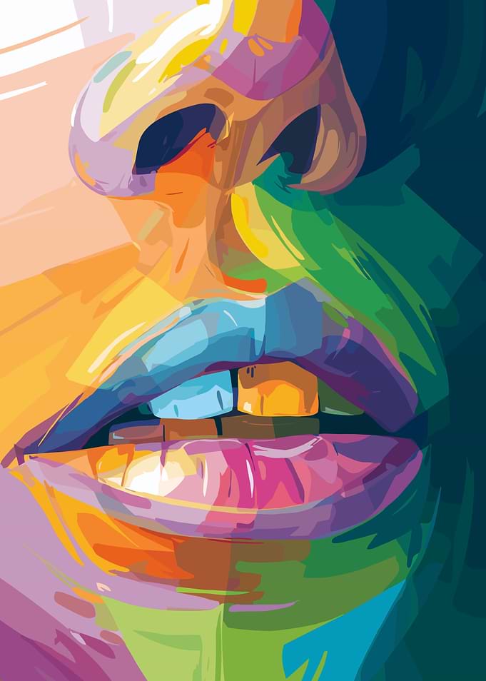 Colorful Abstract Face Close-Up