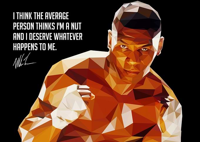Mike Tyson Polygonal Portrait with Quote