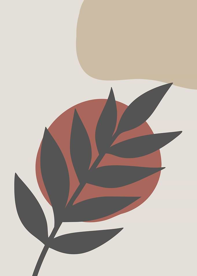 Minimalist Leaf and Shapes Illustration