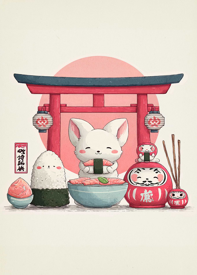 Cute Japanese Still Life Illustration