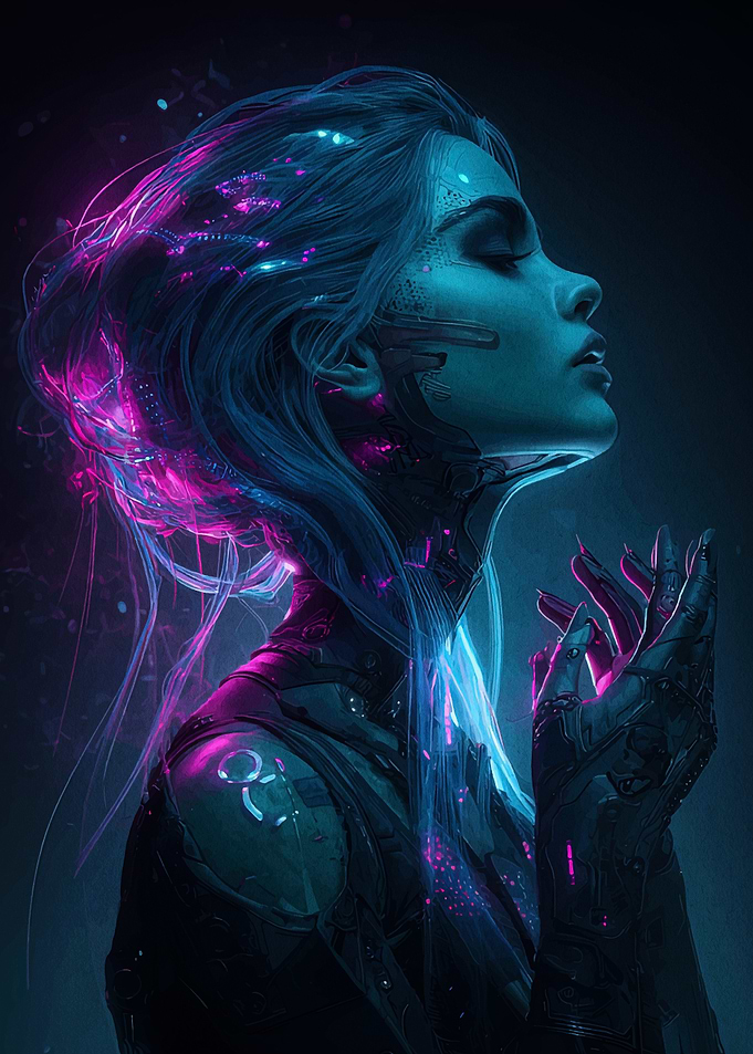 Cyberpunk Woman with Neon Accents