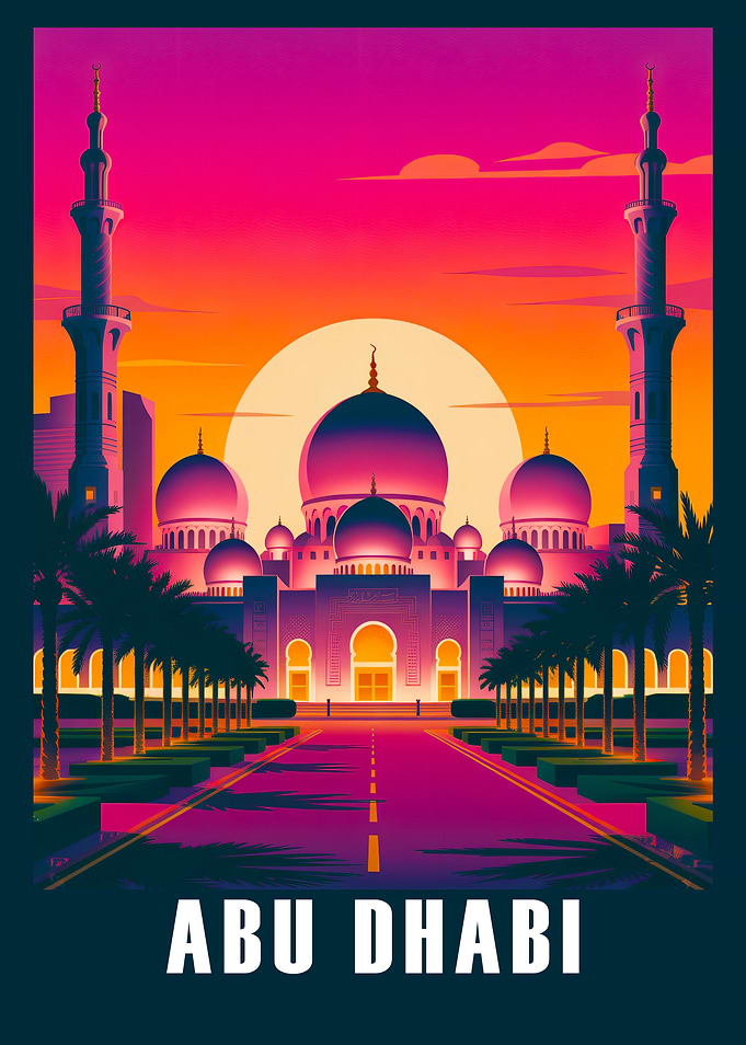Abu Dhabi Grand Mosque Art Poster
